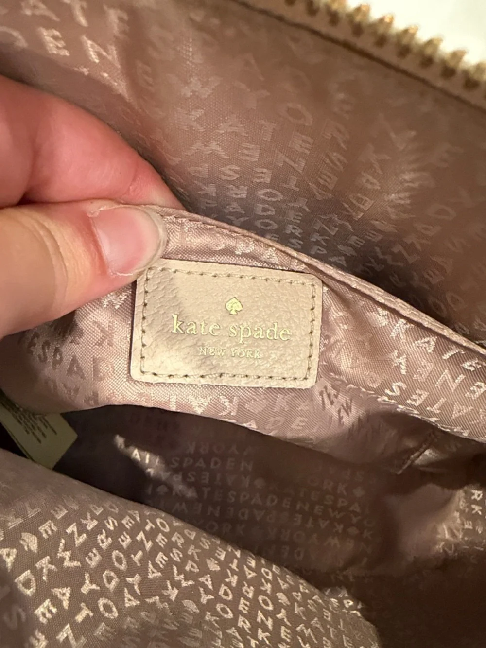 kate spade Two-Tone Dome Satchel in Beige and Cream